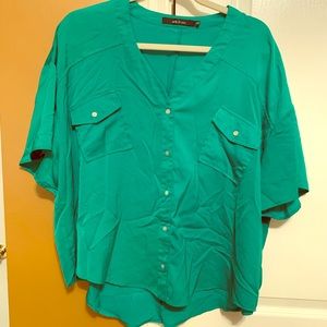 Ark & Co women’s loose green blouse short sleeve